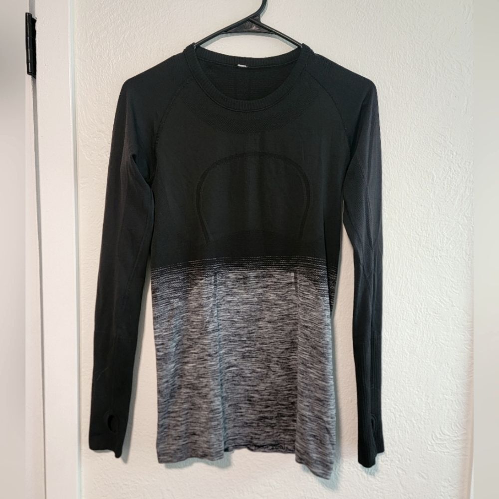 Lululemon Swiflty Tech Long Sleeve Ombre Black Activewear Top 6